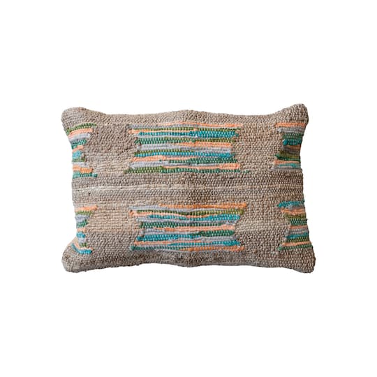 Hello Honey® 24" Multicolor Hand-Woven Chindi Lumbar Pillow